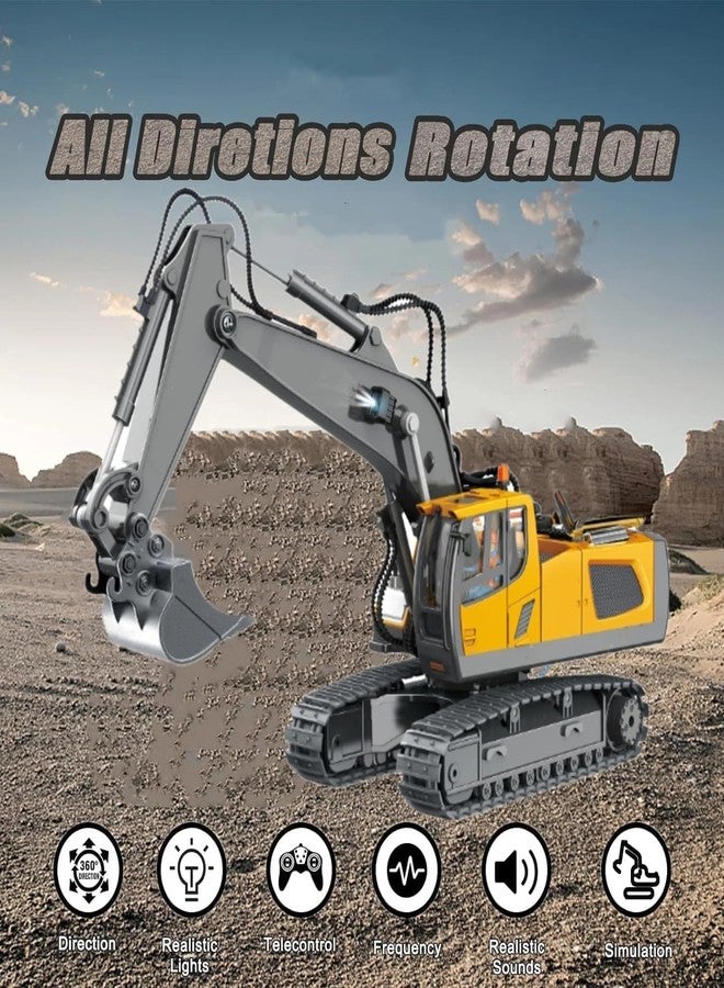 Junona Rc Excavator 11 Channel Rc Excavator Truck Toys Metal Shovel, 1/20 Remote Control Construction Vehicles Tractor, 2.4Ghz Boy Toy Gift for Kids and Adults- Multicolor - Image 4